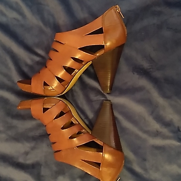 Franco Sarto Brown High Heel Zip Back Gladiator Shoes - Picture 4 of 8